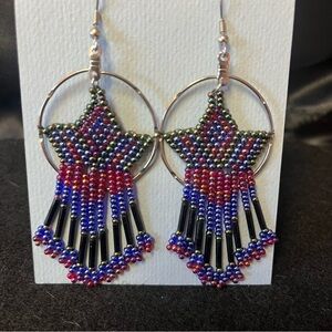 Seed Bead Star Dangle Boho Earrings
